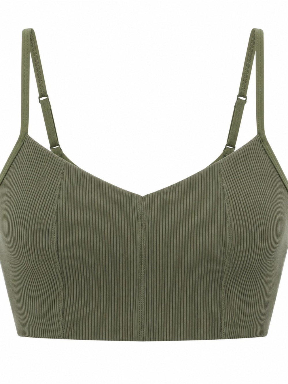 Ribbed Olive Green Cropped Bralette